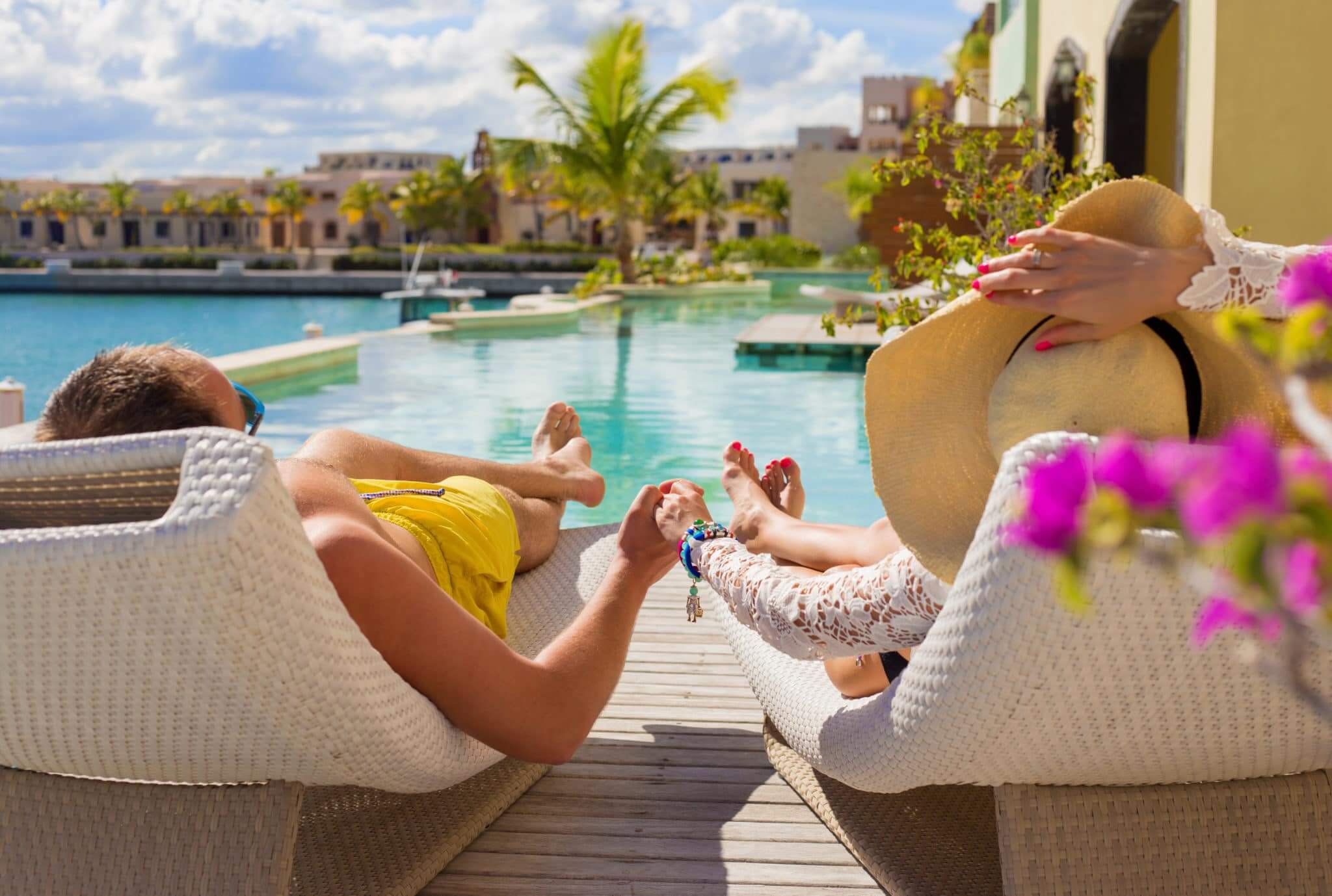 Couple sitting at Luxury resort