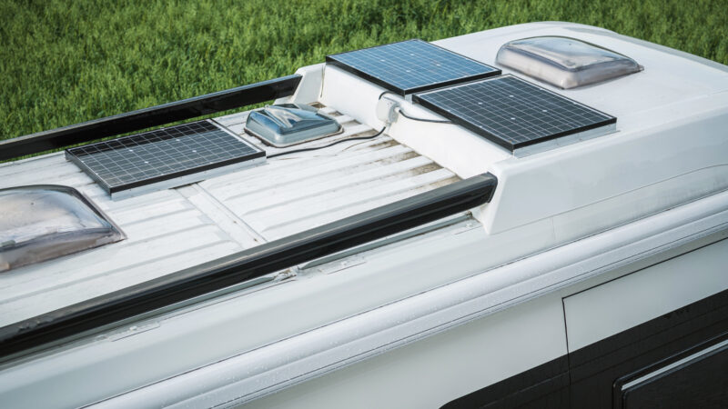 An RV roof after applying rubber roof coating