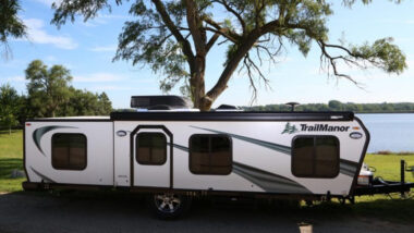 A TrailManor RV outside