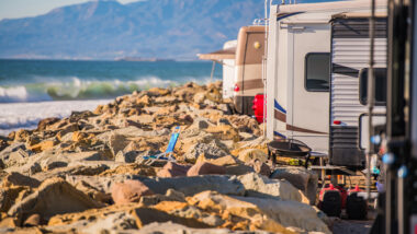 Multiple RVs parked at a state parks in florida with rv camping