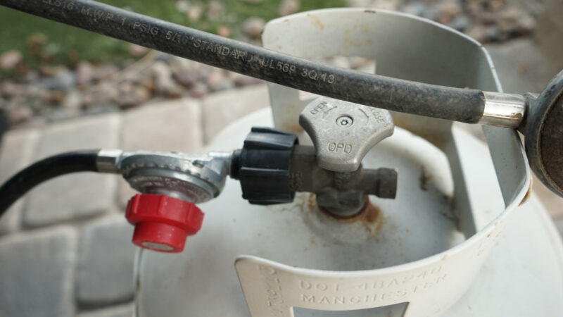 Close up of a propane tank that needs to get its recertify