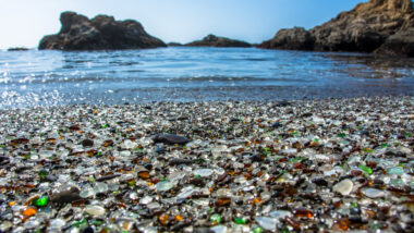 Close up view of glass beach california