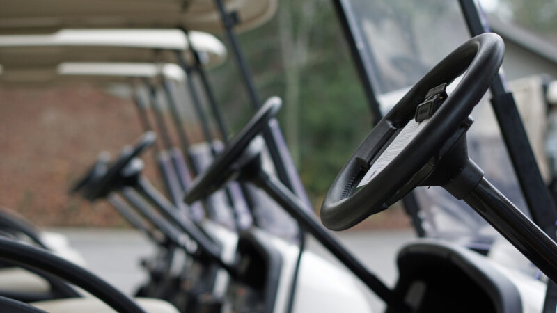 Multiple golf carts with golf cart heaters