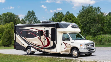 A Gulf Stream Coach parked outside