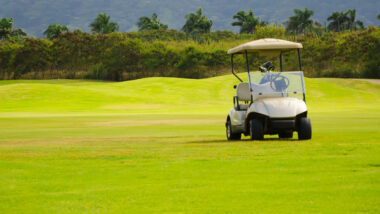 A Cricket Golf Cart parked outside