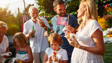 A family celebrating the 4th of July