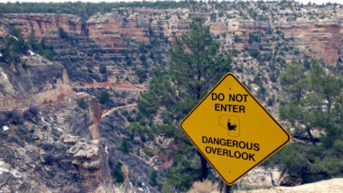 A danger sign at a national park