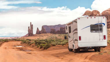 A covid camper parked in a national park