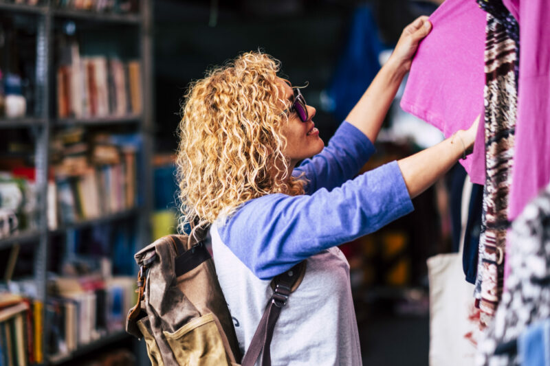 Woman shopping at The Englishtown Flea Market