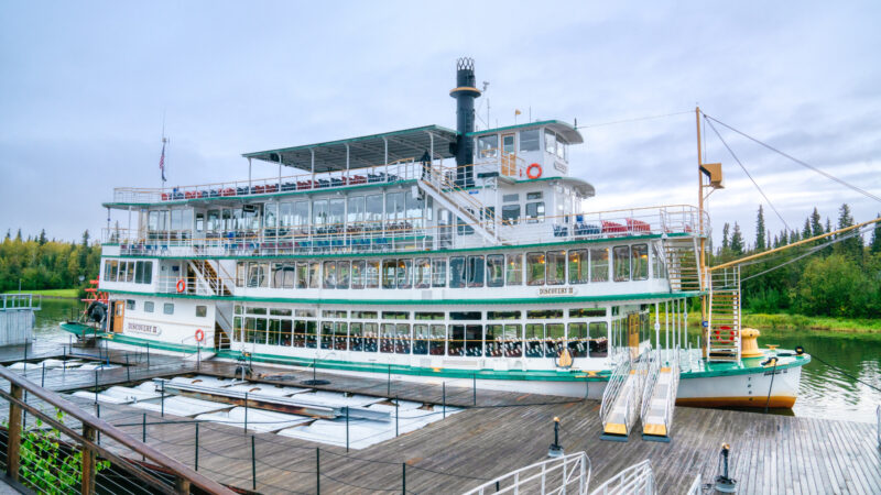 Riverboat discovery docked at Chena Village in Fairbanks, Alaska.