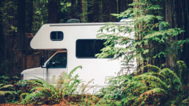 An RV boondocking on public land.