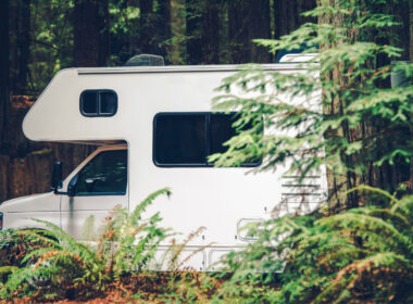 An RV boondocking on public land.