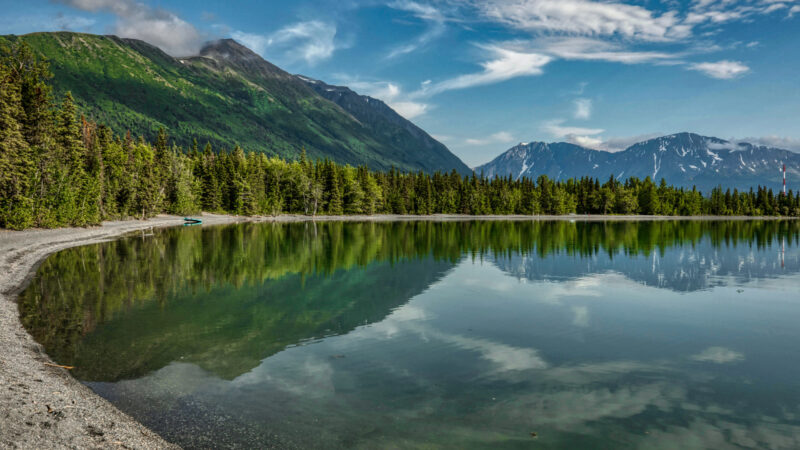 View of Kenai Lake at Quartz Creek Campground.