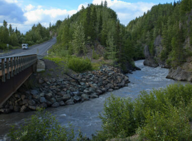Rock formation at Burrage River on the Cassiar Highway
