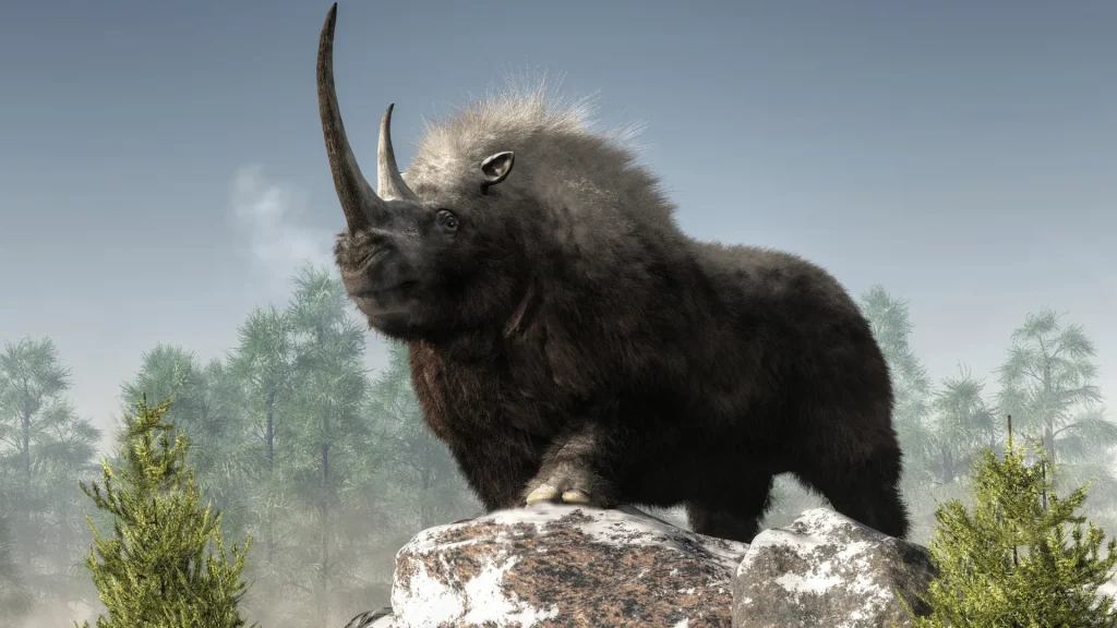 A Woolly Rhino from the Ice Age or Pleistocene era.