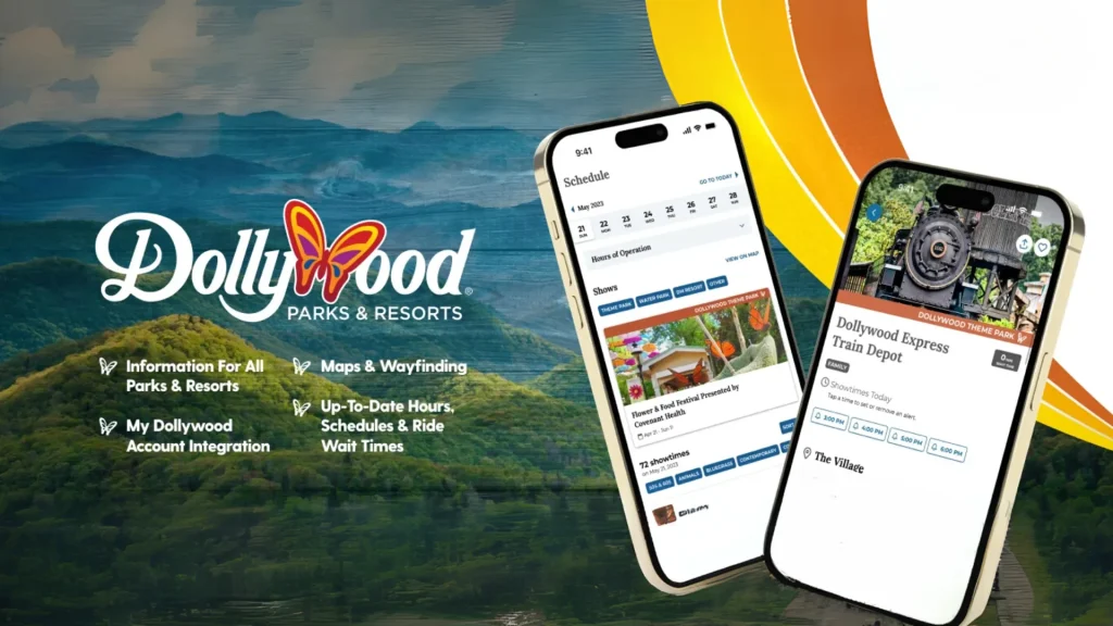 A digital marketing ad listed on the Dollywood website advertising their mobile application for the park. 