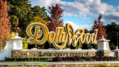 The Dollywood sign, the W in it is a butterfly and it's gold.