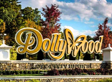 The Dollywood sign, the W in it is a butterfly and it's gold.