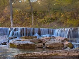 The Pillsbury Crossing, a smaller and calmer waterfall over some rocks.