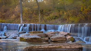 The Pillsbury Crossing, a smaller and calmer waterfall over some rocks.